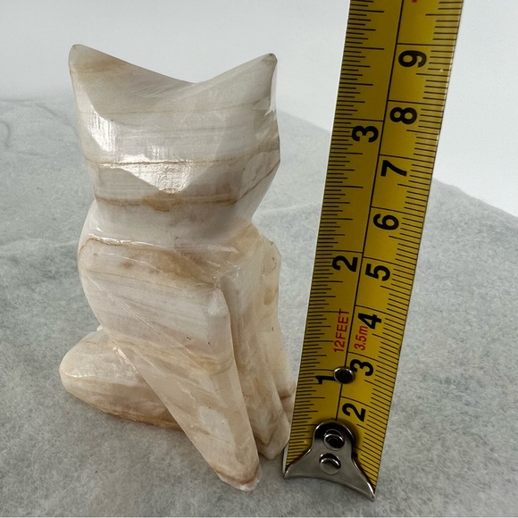 Vintage owl onyx, paperweight collectible figurine decoration Carved Marble Owl - Picture 12 of 16